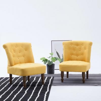 Emaga vidaxl krzesło w stylu francuskim, żółte, materiałowe