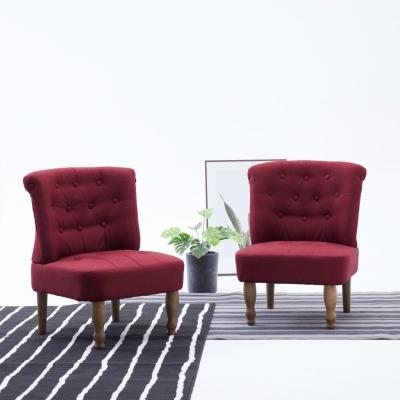 Emaga vidaxl krzesła w stylu francuskim, 2 szt., czerwone wino, tkanina