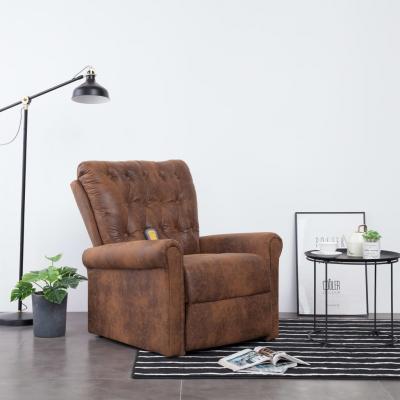 Emaga vidaxl rozkładany fotel masujący, brązowy, sztuczny zamsz