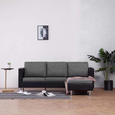 Emaga vidaxl 3-osobowa sofa z poduszkami, czarna, sztuczna skóra