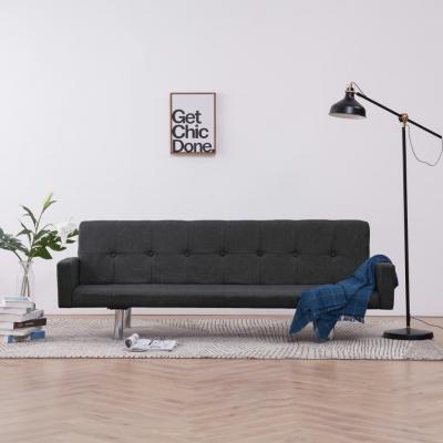 Emaga vidaxl sofa rozkładana z podłokietnikami, ciemnoszara, poliester