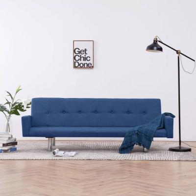 Emaga vidaxl sofa rozkładana z podłokietnikami, niebieska, poliester