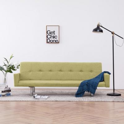 Emaga vidaxl sofa rozkładana z podłokietnikami, zielona, poliester