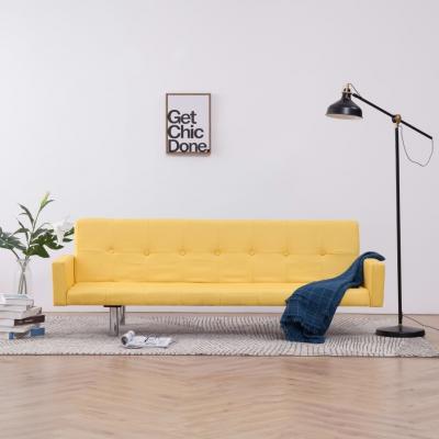 Emaga vidaxl sofa rozkładana z podłokietnikami, żółta, poliester
