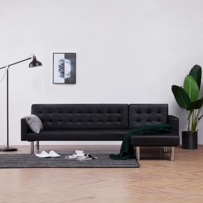 Emaga vidaxl sofa w kształcie litery l, czarna, sztuczna skóra