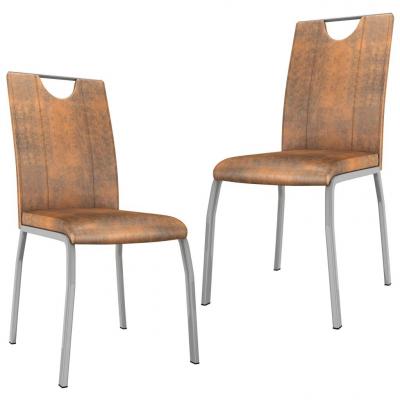 Emaga vidaxl krzesła stołowe, 2 szt., zamszowy brąz, sztuczna skóra