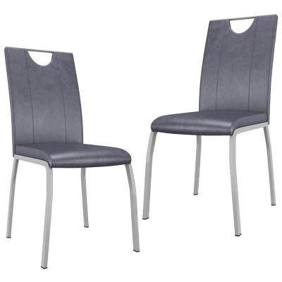 Emaga vidaxl krzesła stołowe, 2 szt., zamszowa szarość, sztuczna skóra