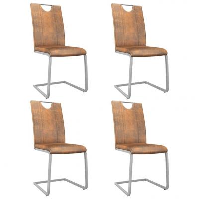 Emaga vidaxl krzesła stołowe, 4 szt., zamszowy brąz, sztuczna skóra