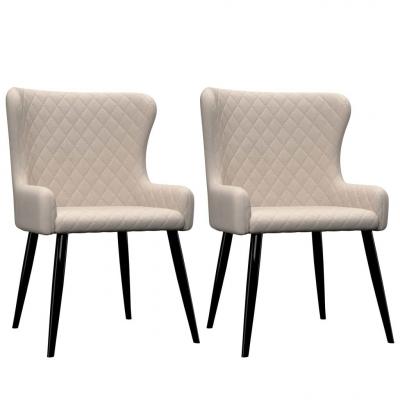 Emaga vidaxl krzesła do jadalni, 2 szt., kremowe, tapicerowane tkaniną
