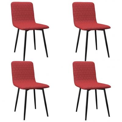 Emaga vidaxl krzesła jadalniane, 4 szt., czerwone wino, tapicerowane tkaniną
