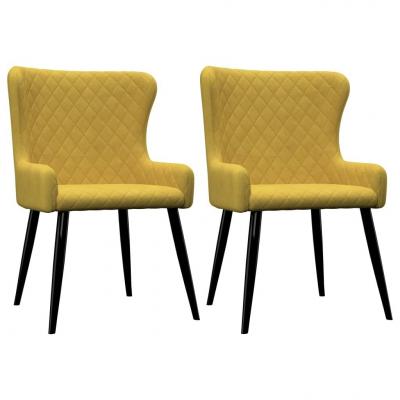 Emaga vidaxl krzesła do jadalni, 2 szt., żółte, aksamit