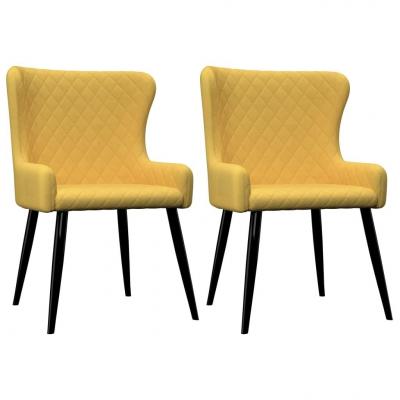 Emaga vidaxl krzesła do jadalni, 2 szt., żółte, tkanina