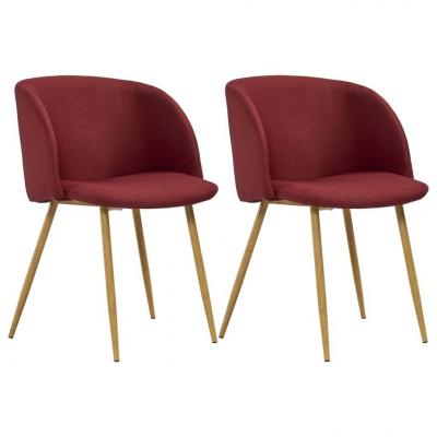 Emaga vidaxl krzesła do jadalni, 2 szt., czerwone wino, tapicerowane tkaniną