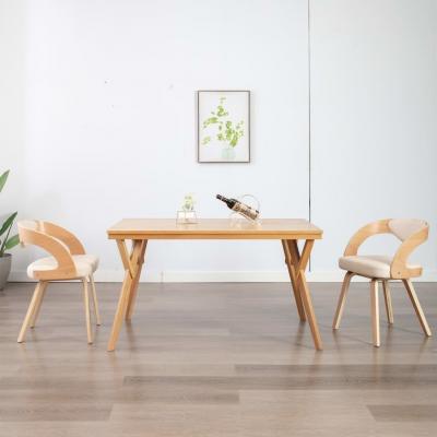 Emaga vidaxl krzesła do jadalni, 2 szt., kremowe, gięte drewno i ekoskóra