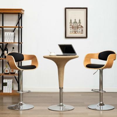 Emaga vidaxl krzesło barowe, czarne, gięte drewno i sztuczna skóra