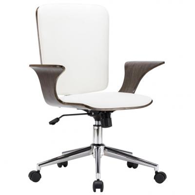 Emaga vidaxl obrotowe krzesło biurowe, białe, sztuczna skóra i gięte drewno