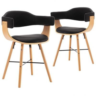 Emaga vidaxl krzesła jadalniane, 2 szt., czarne, ekoskóra i gięte drewno