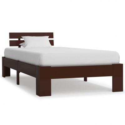 Emaga vidaxl rama łóżka, ciemnobrązowa, lite drewno sosnowe, 100 x 200 cm