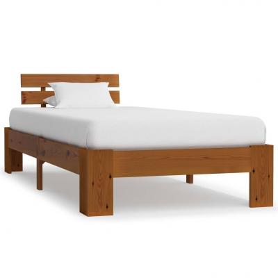 Emaga vidaxl rama łóżka, miodowy brąz, lite drewno sosnowe, 90 x 200 cm