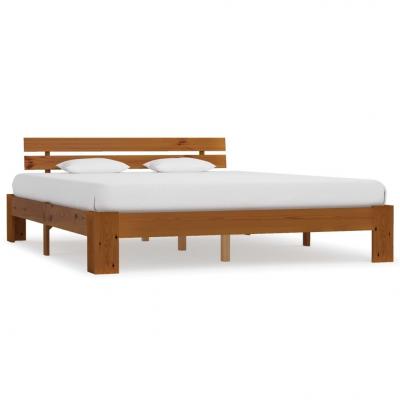 Emaga vidaxl rama łóżka, miodowy brąz, lite drewno sosnowe, 160 x 200 cm