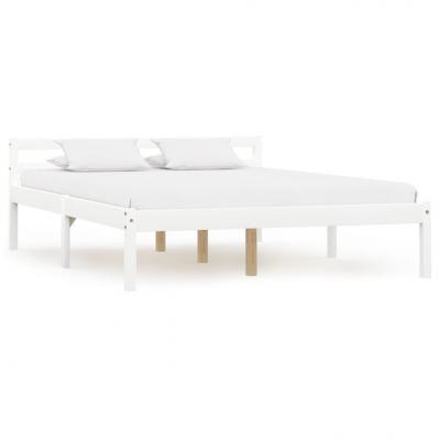 Emaga vidaxl rama łóżka, biała, lite drewno sosnowe, 140 x 200 cm