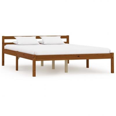 Emaga vidaxl rama łóżka, miodowy brąz, lite drewno sosnowe, 140 x 200 cm