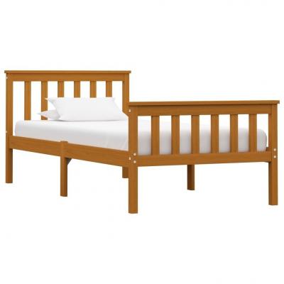 Emaga vidaxl rama łóżka, miodowy brąz, lite drewno sosnowe, 100 x 200 cm
