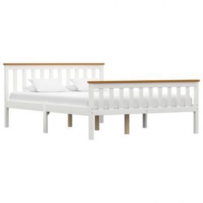 Emaga vidaxl rama łóżka, biała, lite drewno sosnowe, 140 x 200 cm
