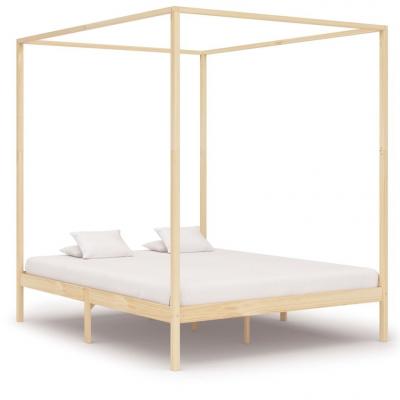 Emaga vidaxl rama łóżka z baldachimem, lite drewno sosnowe, 160 x 200 cm