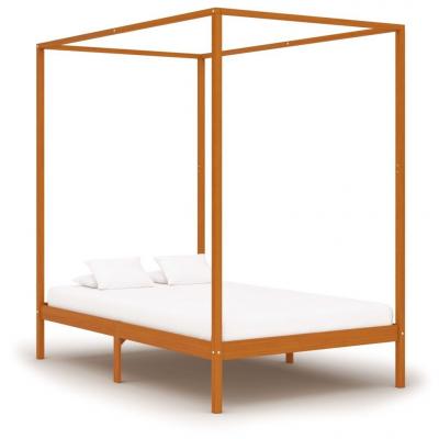 Emaga vidaxl rama łóżka z baldachimem, miodowy brąz, lita sosna, 140x200 cm