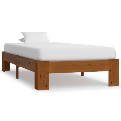 Emaga vidaxl rama łóżka, jasnobrązowa, lite drewno sosnowe, 100 x 200 cm