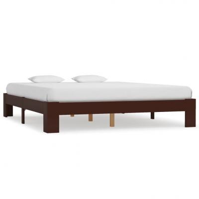 Emaga vidaxl rama łóżka, ciemnobrązowa, lite drewno sosnowe, 180 x 200 cm