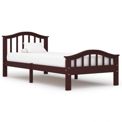 Emaga vidaxl rama łóżka, ciemnobrązowa, lite drewno sosnowe, 90 x 200 cm