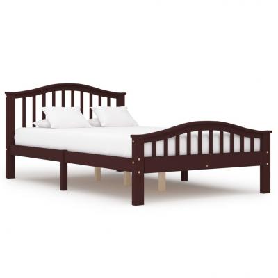 Emaga vidaxl rama łóżka, ciemnobrązowa, lite drewno sosnowe, 120 x 200 cm