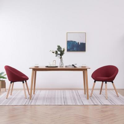 Emaga vidaxl krzesła do jadalni, 2 szt., czerwone wino, tapicerowane tkaniną