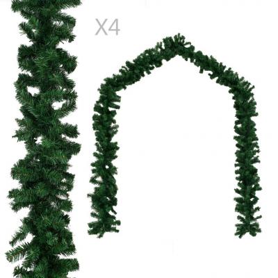 Emaga vidaxl girlandy świąteczne, 4 szt., zielone, 270 cm, pvc
