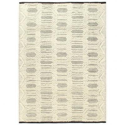 Emaga vidaxl dywan ręcznie tkany, wełna, 80x150 cm, biały/czarny
