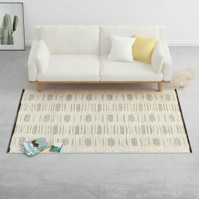 Emaga vidaxl dywan ręcznie tkany, wełna, 120x170 cm, biały/czarny