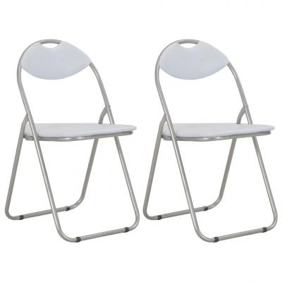 Emaga vidaxl składane krzesła jadalniane, 2 szt., białe, sztuczna skóra