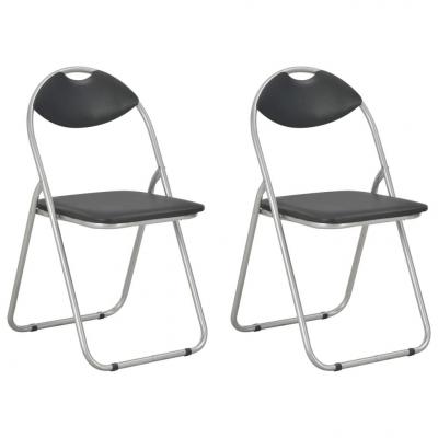 Emaga vidaxl składane krzesła jadalniane, 2 szt., czarne, sztuczna skóra