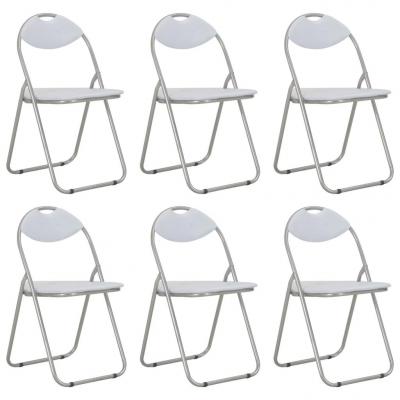 Emaga vidaxl składane krzesła jadalniane, 6 szt., białe, sztuczna skóra