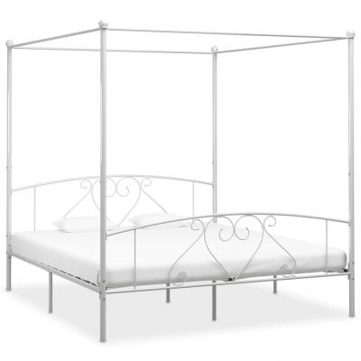 Emaga vidaxl rama łóżka z baldachimem, biała, metalowa, 200 x 200 cm