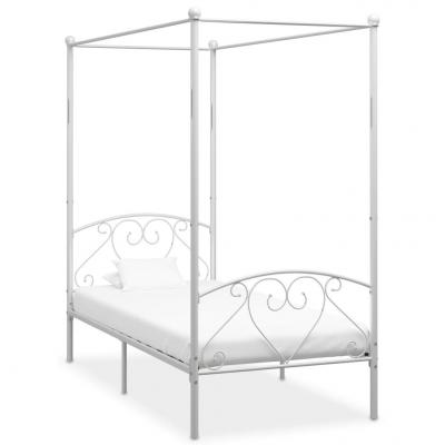 Emaga vidaxl rama łóżka z baldachimem, biała, metalowa, 100 x 200 cm