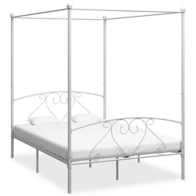 Emaga vidaxl rama łóżka z baldachimem, biała, metalowa, 160 x 200 cm