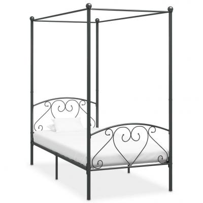 Emaga vidaxl rama łóżka z baldachimem, szara, metalowa, 90 x 200 cm