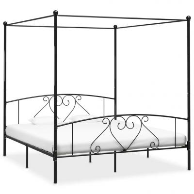 Emaga vidaxl rama łóżka z baldachimem, czarna, metalowa, 200 x 200 cm