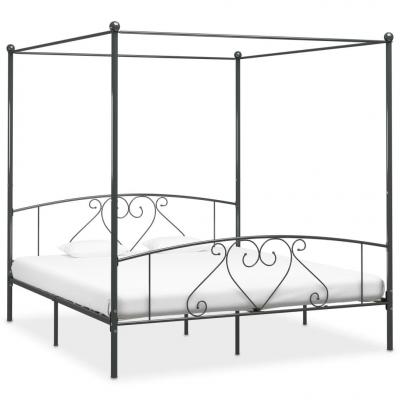 Emaga vidaxl rama łóżka z baldachimem, szara, metalowa, 200 x 200 cm