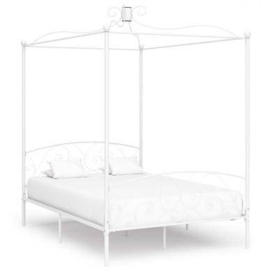 Emaga vidaxl rama łóżka z baldachimem, biała, metalowa, 120 x 200 cm