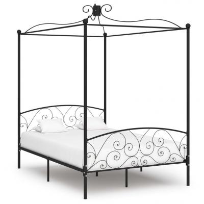 Emaga vidaxl rama łóżka z baldachimem, czarna, metalowa, 120 x 200 cm