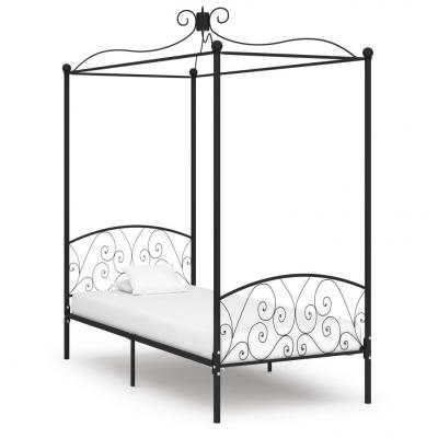 Emaga vidaxl rama łóżka z baldachimem, czarna, metalowa, 90 x 200 cm